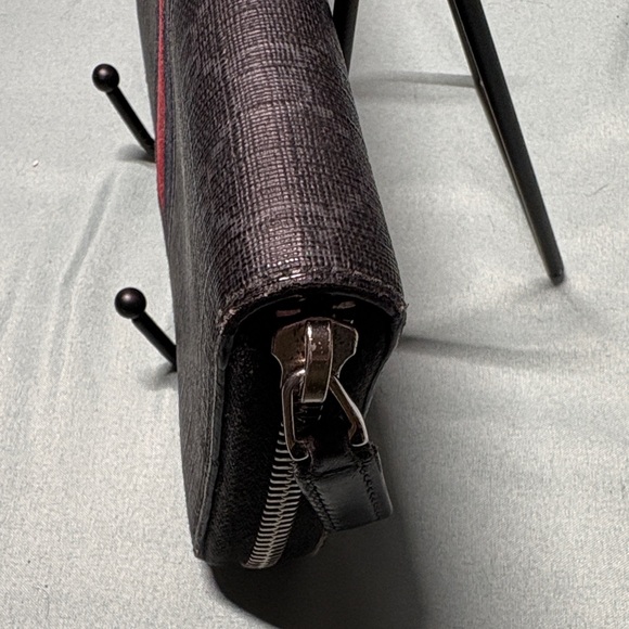 Gucci GG Supreme Web Zip Around Wallet Black Grey Blue Red Stripe GUC - Picture 7 of 12